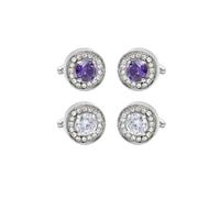 ARFUKA Lot de 2 paires de boutons de manchette en cristal faits à la main - Design rond scintillant en cristal et métal - Accessoire élégant pour chemises d'affaires et tenues de soirée