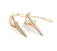 ARFUKA Lot de 2 pinces à cravate en forme d'avion pour homme - Pinces à cravate en métal doré pour mariage, affaires et usage quotidien, accessoires de marié sur le thème de l'aviation avec design