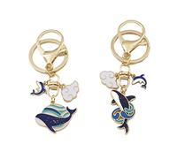 ARFUKA Lot de 2 porte-clés en métal avec pendentif baleine en forme de sac à breloques pour cadeau de Noël, d'anniversaire, bleu, Small