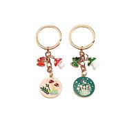 ARFUKA Lot de 2 porte-clés en métal avec pendentif en forme de champignon et fleur, multicolore, taille unique