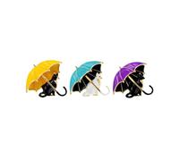 ARFUKA Lot de 3 broches et épingles en émail en forme de parapluie et de chat, accessoire de bijoux pour manteaux, robes, blazers, Métal
