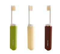 ARFUKA Lot de 3 brosses à dents de voyage, pliables, avec étui et poils souples, réutilisables, pour les voyages, le camping, la maison, les vacances