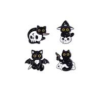 ARFUKA Lot de 4 épingles à épinglettes en forme de chat noir - En alliage - Accessoire tendance pour sacs à dos, vêtements et chapeaux