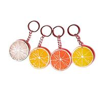 ARFUKA Lot de 4 porte-clés imitation tranches de citron pour femme et homme, cadeau d'anniversaire, de Noël, de festival, multicolore, Small
