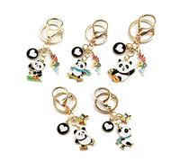 ARFUKA Lot de 5 porte-clés en métal avec pendentif panda patinant - Cadeau de Noël ou d'anniversaire - Pour homme et femme, multicolore, Small