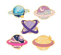ARFUKA Lot de 6 épinglettes en forme de dessin animé Univers Planet broches - Cadeau pour homme et femme, Métal