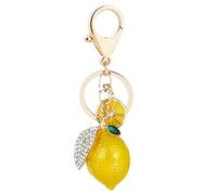 ARFUKA Porte-clés avec pendentif citron en strass et cristal - Porte-clés de voiture - Porte e sac à main - Idée cadeau pour elle et lui, idées d'échange de cadeaux, jaune, Small