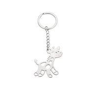 ARFUKA Porte-clés avec pendentif girafe en métal unisexe - Porte-clés amusant pour anniversaire, Noël, mariage, Saint-Valentin - Cadeau pour homme et femme - Argenté, Argenté, Small