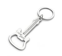 ARFUKA Porte-clés décapsuleur en forme de guitare - Décapsuleur de bière - Porte-clés fantaisie - Cadeau de Noël et d'anniversaire - Argenté