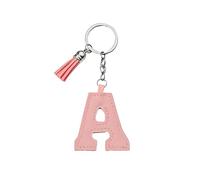 ARFUKA Porte-clés en forme de lettre avec pompon coloré en cuir synthétique - Jolie breloque de sac, accessoires de décoration de sac à dos pour homme et femme, Lettre A., taille unique