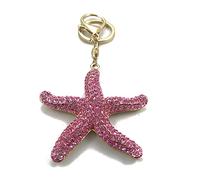 ARFUKA Porte-clés en forme d'étoile de mer avec strass et cristal pour voiture, sac à main, sac à main, idée cadeau pour elle, idées d'échange de cadeaux