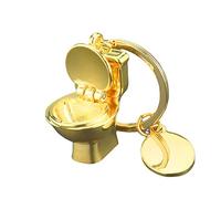 ARFUKA Porte-clés en métal avec pendentif en forme de toilettes - Cadeau de Noël ou d'anniversaire - Pour homme et femme - Doré, doré, Small