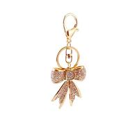 ARFUKA Porte-clés en strass avec nœud - Bijou de sac - Cadeau de Noël ou d'anniversaire - Porte-clés pour homme et femme, doré