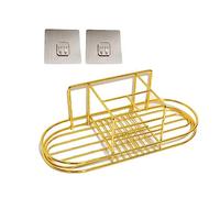 ARFUKA Support mural pour brosse à dents en acier inoxydable - Pour salle de bain - Pour dentifrice - Pour salle de bain - Doré