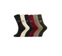 ARG Lot de 6 paires de chaussettes non élastiques pour femme diabétique en coton avec dessus doux et facile à prendre en main pour nourrir les œdèmes, Quatre Harts, Taille unique