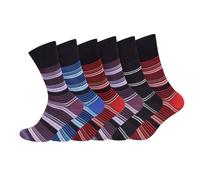 ARG Lot de 6 paires de chaussettes pour diabétiques pour homme - Sans coton élastique - Coutures lisses au niveau des orteils - Poignets non élastiques (39-45), Talon et orteils colorés rayés, taille