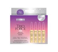 Arganicare Ampoules Trio Force Traitement la Repousse des Cheveux, Kératine Biotine Collagène, 4 Ampoules de 10ml, Cure 4 Semaines, Liquide