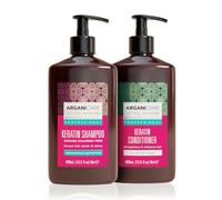 ARGANICARE | Coffret Duo Kératine | Shampoing + Après-shampoing Lissants | Cheveux Abîmés ou Traités | Douceur & Brillance | 2 x 400 ml