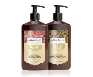 ARGANICARE | Coffret Duo Ricin | Shampoing + Après-shampoing Pousse & Renforcement | Tous Types de Cheveux |.Force & Hydratation | 2 x 400 ml