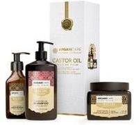 Coffret Trio Capillaire - ARGANICARE - Shampoing 400mL - Masque 500mL - Sérum 100mL - Huile de Ricin
