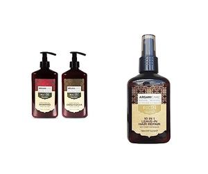 ARGANICARE - Duo Accélerateur de Croissance à l'huile de Ricin - Shampooing 400ml + Après-shampooing 400ml & Spray Réparateur 10-en-1 sans rinçage RICIN. 150ml