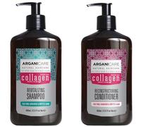 Arganicare | Duo Shampoing + Après Shampoing | Au Collagène | Nettoie & Maintient le Taux d'Hydratation Naturel | Offre du Volume à vos cheveux | Tous types de cheveux | 1x400 ML+ 1x400mL