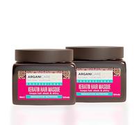ARGANICARE | Gamme Kératine | Masque réparateur et nutritif | Kératine Bio | Fortifie & Régénère la fibre interne | Cheveux Secs et Abimés | Lot de 2x500 ml