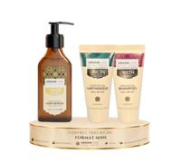 ARGANICARE Gamme Ricin - Coffret soin cheveux : Sérum protecteur 100 ml + Shampoing 50 ml + Masque 50 ml - À l’huile de ricin bio - Nourrit, renforce, hydrate - Tous types