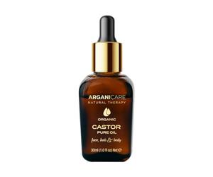 Arganicare | Huile de Ricin Bio 3-en-1 | Visage Cheveux Cils Sourcils Barbe | Pression à Froid | Nutrition Intense | Soin Fortifiant | 30 ml