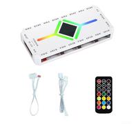 ARGB Contrôleur Hub avec 9 ports, 5 V 3 broches, contrôle de la température, magnétique, télécommande sans fil pour boîtier PC (nouveau style)