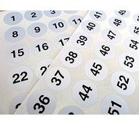 Argent 25mm Rond Consécutifs, Séquentiel Numéro Séquence Étiquettes, Numérotation Stickers, de 1-70