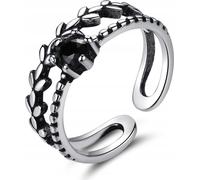 Argent Anneau ajustable pour femme, PRÉSENTATION UNIVERSELLE Noir CIRRONIE