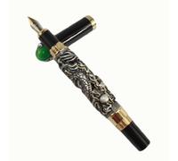 Argent antique chinois dynastie Ming empereur dragon style de jeu jade balle plume stylo plume moyenne