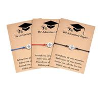 Argent Bracelet Naturelle Anneaux des diplômes en de cœur 1 pièce Bracelet et 1 pièce Carte Un excellent pour ceux qui se lancent dans un nouveau de vie. Avec Message Bracelet Bijoux (G, One Size)