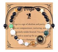 Argent Bracelet Pierres Bijoux Exploration de la beauté naturelle : ingrédients biologiques recommandés pour le visage. Nouveau bracelet 12 constellations, corde réglable, Petite (F, One Size)