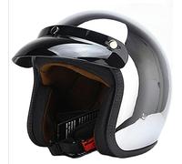 Argent Chrome 3/4 Casque Ouvert Rétro Moto Demi-Casque Vintage Miroir Plaqué Argent Casque Hommes Femmes avec Bulle Miroir Chopper Cyclomoteur Scooter Cruiser Casque ECE Homologué