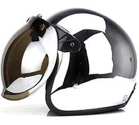Argent Chrome 3/4 Casque Ouvert Rétro Moto Demi-Casque Vintage Miroir Plaqué Argent Casque Hommes Femmes avec Bulle Miroir Chopper Cyclomoteur Scooter Cruiser Casque ECE Homologué
