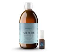 Argent colloïdal 1 L - 20 ppm - 99,99% pureté - Solution liquide avec eau bidestilée - Bouteille en verre ambre avec verre doseur et spray