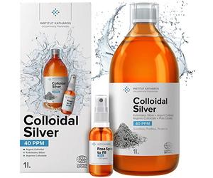 Argent Colloïdal 1000mL ● 40 PPM & 100% Naturel ● Spray 30mL Indispensable à remplir Offert ● Livré avec Bouchon Doseur Très Pratique ● Concentration Supérieure ● Fabriqué par des Spécialistes.