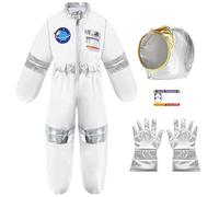 Argent Costume Astronaute Enfant 10 ans Complet Deguisement Spatial - Combinaison Spatiale Enfant Unisexe Garçons Filles avec Casque et Gants, Idéal pour Carnaval Halloween Anniversaire Cosplay Fête
