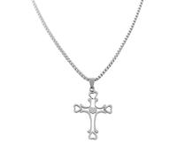 Argent Couleur En Acier Inoxydable Coeur Croix Pendentif Collier Hommes Femmes Bijoux Cadeau Accessoires
