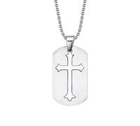 Argent Couleur En Acier Inoxydable Croix Dog Tag Pendentif Collier Hommes Femmes Bijoux Cadeau Accessoires
