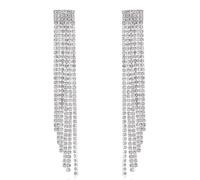 Argent Couleur Strass Cristal Long Gland Boucles d'oreilles pour Les Femmes Nuptiale Boucles d'oreilles Pendantes Bijoux De Mariage