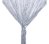 Argent décorative Rideau de porte à Cordes 100 x 200 cm Panneau Mural Fenêtre Salle de Frange, ideau à fils, moustiquaire, divise-pièce, mariage de Noël chambre de jardin (Gris)