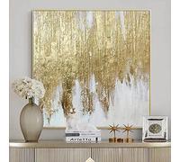 Argent doré grand grand mur décoration peinture feuille d'or mur art toile affiche abstraite impression photo pour salon 60x60cm(24x24inch) avec cadre