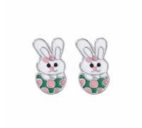 Argent Femme Dessin animé mignon lapin pendantes d'oreilles lapin Joyeuses Pâques oeuf carotte boucle d'oreille d'oreilles de Pâques dessin animé mignon (G, One Size)