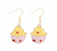 Argent Femme Dessin animé mignon lapin pendantes d'oreilles lapin Joyeuses Pâques oeuf carotte boucle d'oreille d'oreilles de Pâques dessin animé mignon (AC, One Size)