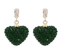 Argent Femme Nouvel an chinois nouvel an rouge petit coeur de pêche cristal d'oreilles coréen Dongdaemun strass amour oreille goujons oreille accessoires (Green, One Size)