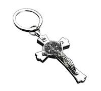 Argent Jésus Croix Crucifix Charm Keychain métal Voiture Porte-clés Porte-clés Religieux Cadeau Bijoux Saint Article