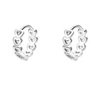 Argent lié creux coeur ouvert boucles d'oreilles, découpes interconnectées coeur Snap fermeture boucles d'oreilles, bijoux d'oreille en métal minimaliste doux pour tenues quotidiennes et Date
